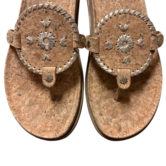 Jack Rogers Georgica Cork Thong Sandal  Natural Cork/Gold Sz 9 - Picture 2 of 5